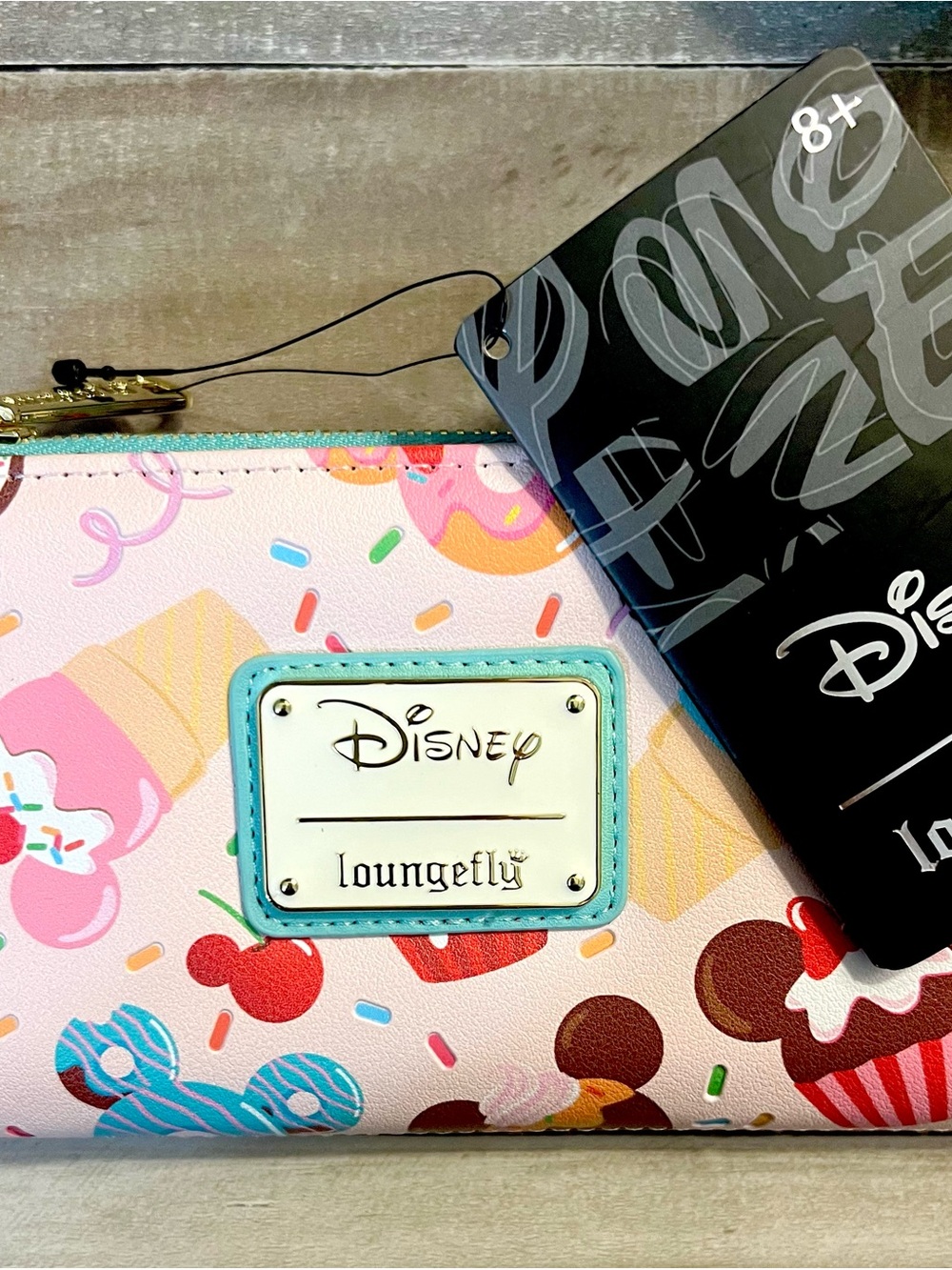 Loungefly Disney Pink Sweets Print Wallet with Turquoise Trim